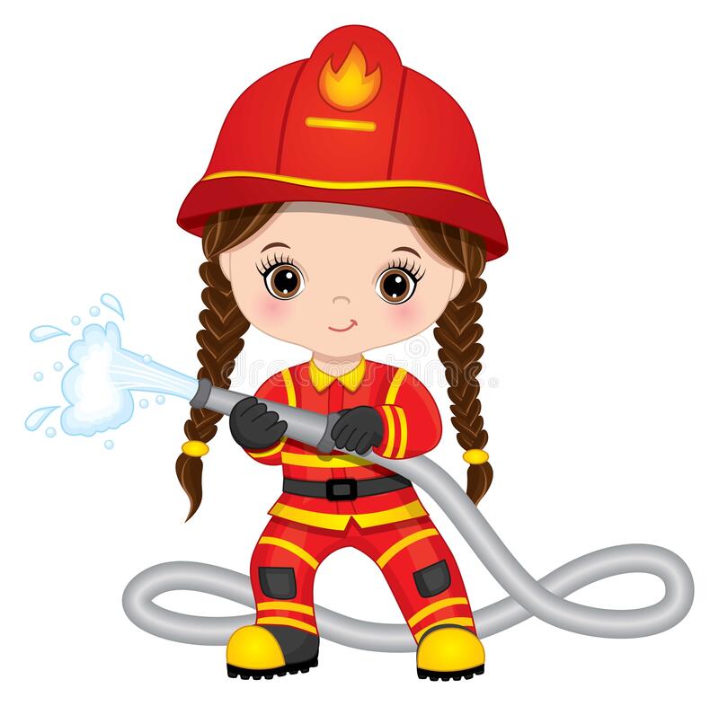 Firefighter cute little girl fire hose.