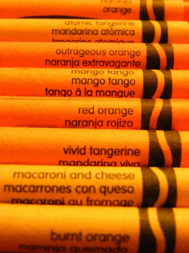 Mango colored crayons.