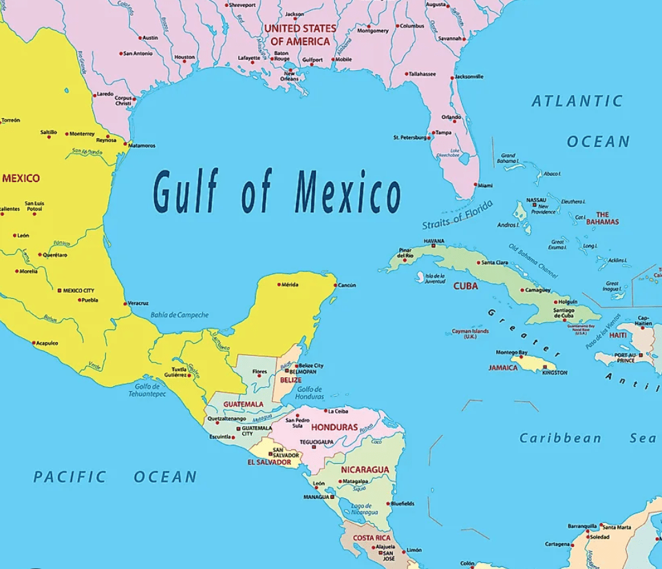 Gulf of Mexico map.