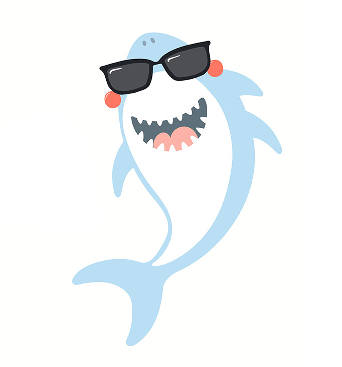 shark wearing sunglasses.